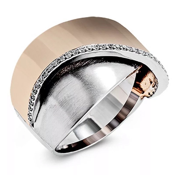 Jewelry - Fashion Two Tone 925 Silver Ring White Sapphire